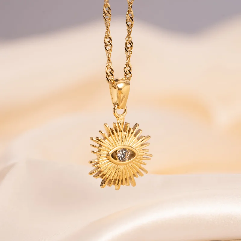 Ladies birthstone jewelry necklace-Radiant Evil Eye Necklace