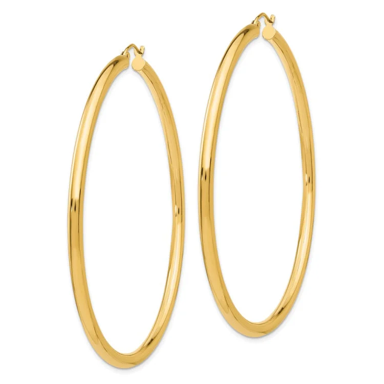 Ladies drop earrings-14K Polished 3mm Tube Hoop Earrings