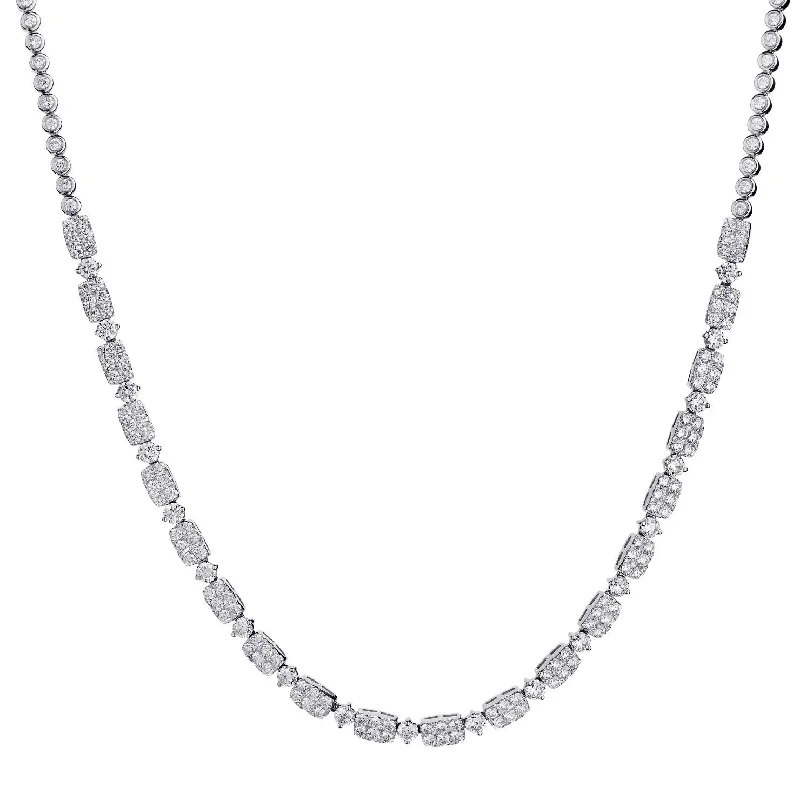 Ladies pendant necklace-PAVÉ & BEZEL SET DIAMOND NECKLACE