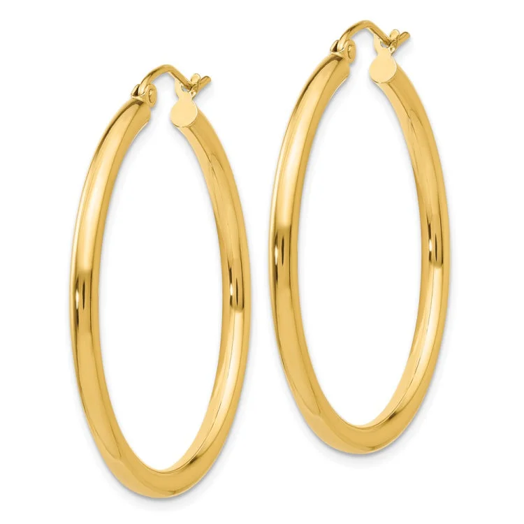 Ladies luxury drop earrings-14k Polished 2.5mm Lightweight Tube Hoop Earrings