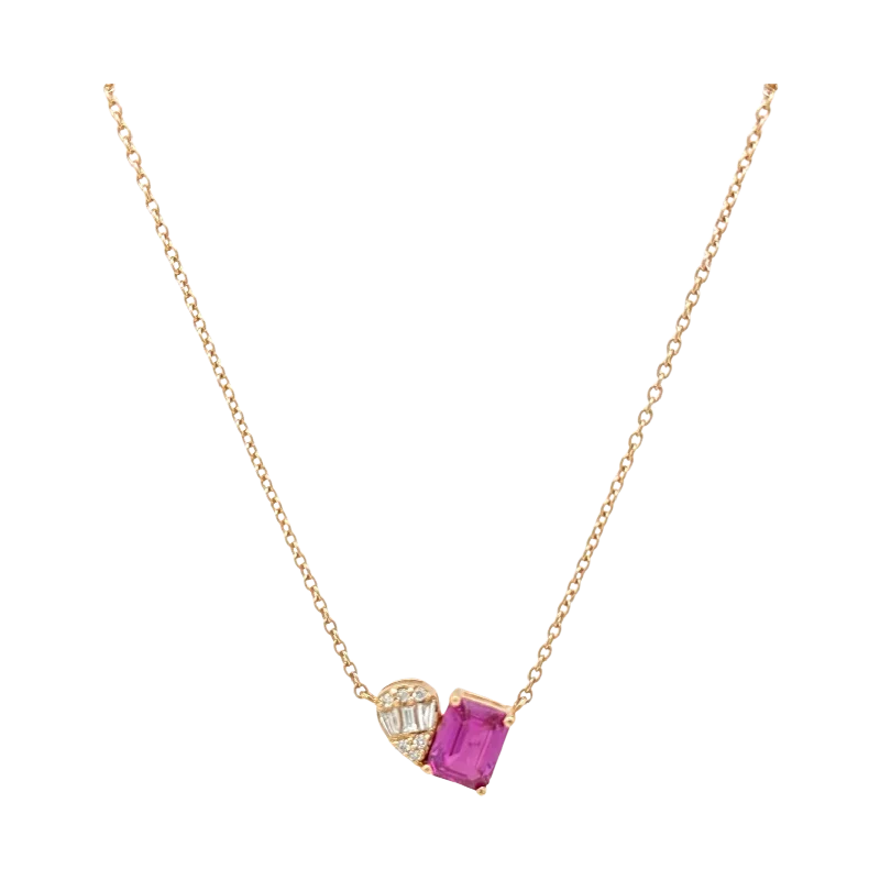 Ladies crystal necklace-TOURMALINE & DIAMOND TOI ET MOI NECKLACE