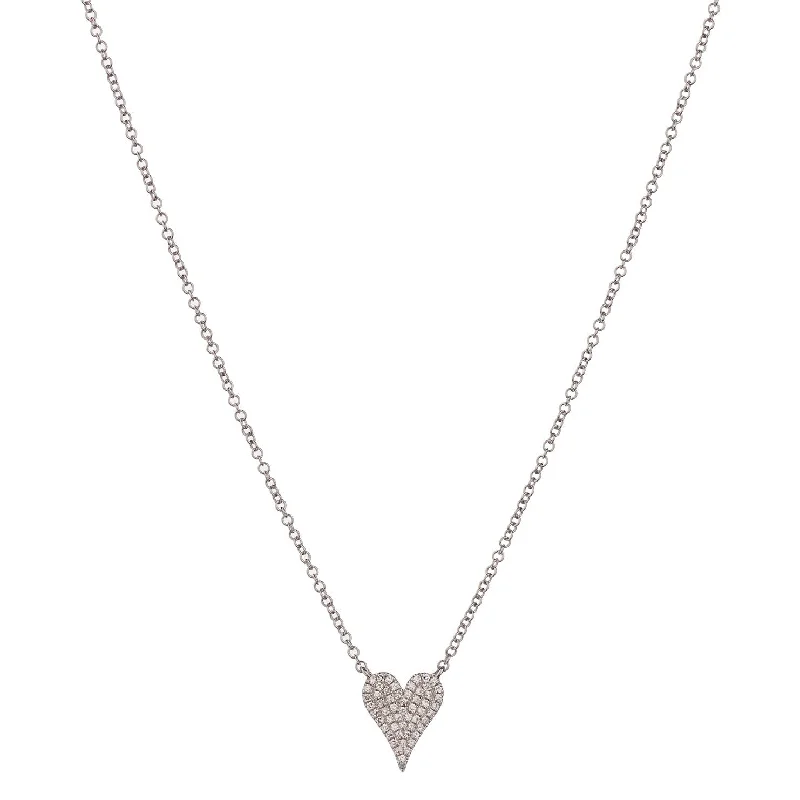 Ladies minimalist necklace-PAVÉ DIAMOND HEART NECKLACE