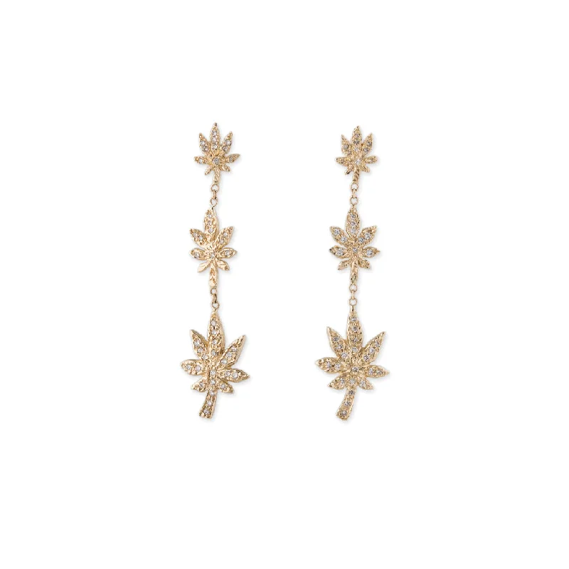 Ladies chandelier earrings-3 GRADUATED SWEET LEAF DROP EARRINGS