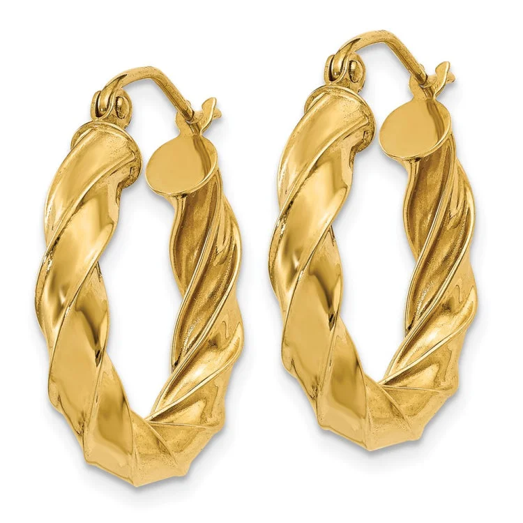 Ladies unique stud earrings-14k Light Twisted Hoop Earrings