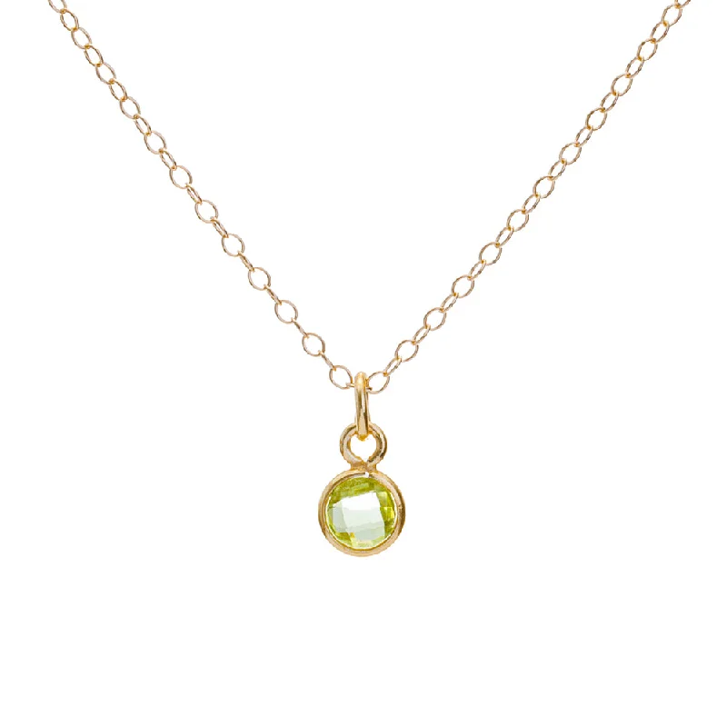 Ladies classic necklace-Gold Peridot August Birthstone Necklace