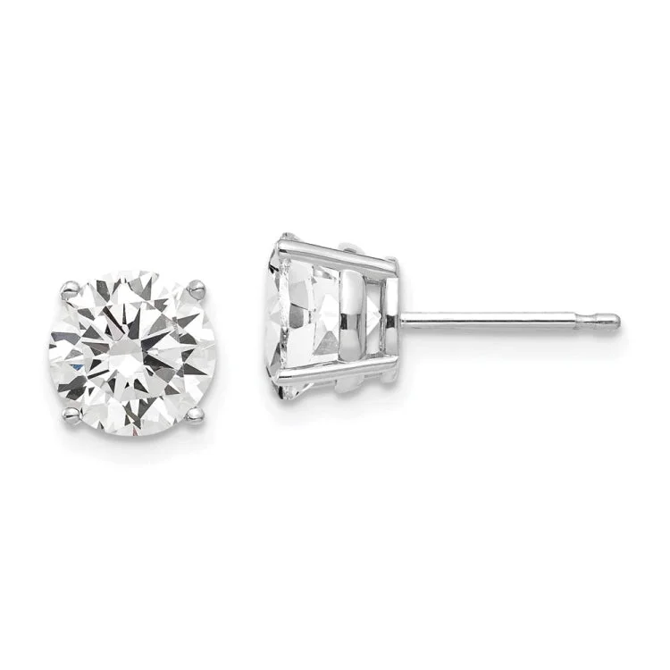 Ladies earrings for wedding-14k White Gold 7mm Cubic Zirconia Earrings