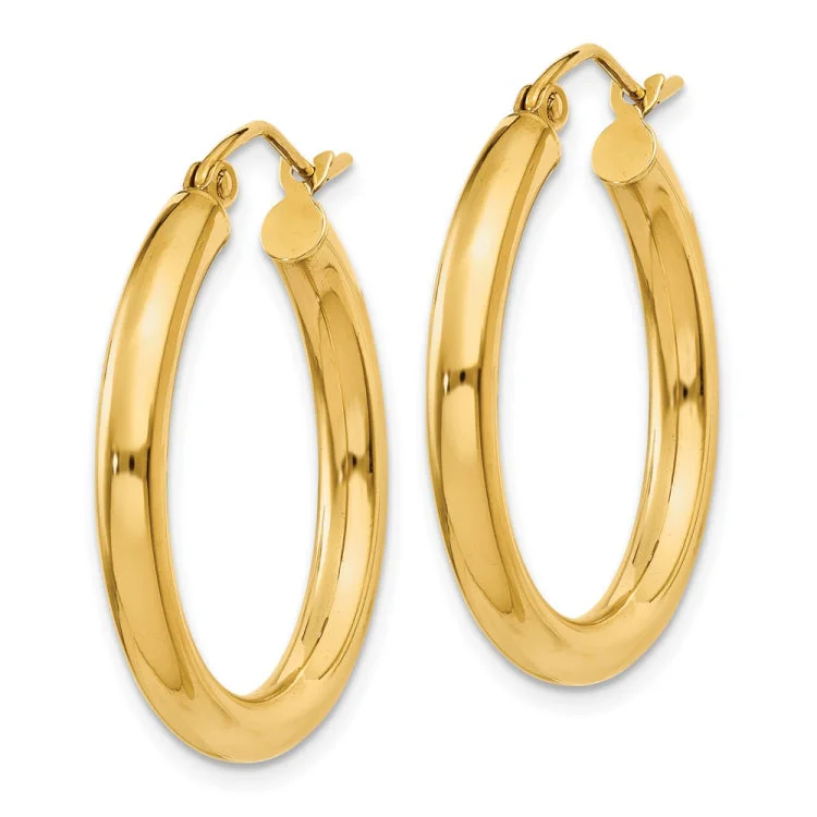 Ladies trendy earrings-14k Polished 3mm Tube Hoop Earrings