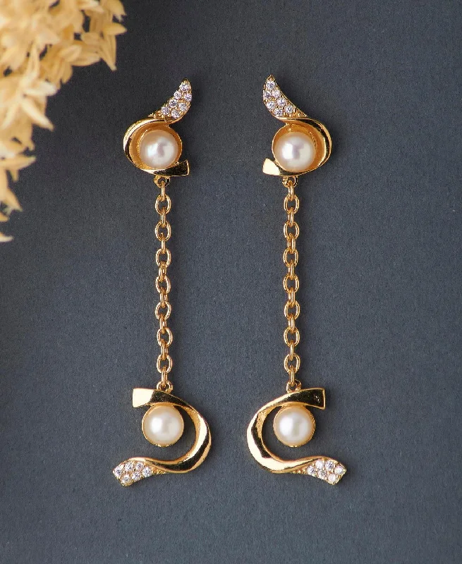 Ladies retro earrings-Stylish Real Peal Earring