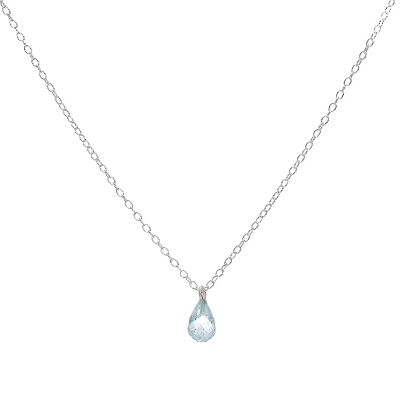 Ladies simple gold necklace-Silver Topaz Teardrop Necklace