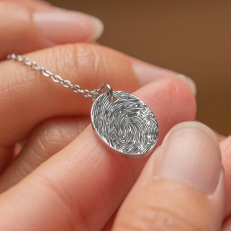 Ladies chic necklace-Oval Fingerprint Necklace