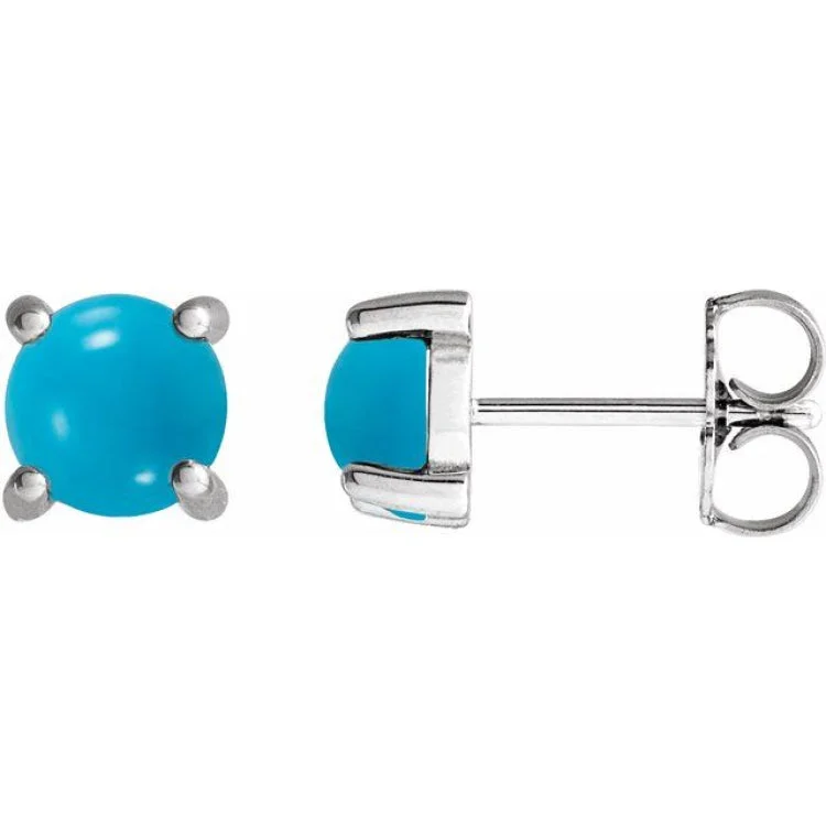 Ladies luxury gemstone earrings-Platinum 6 mm Natural Turquoise Earrings