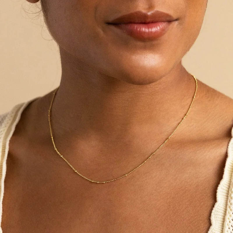 Ladies gold coin necklace-Beaded Ball Chain Necklace