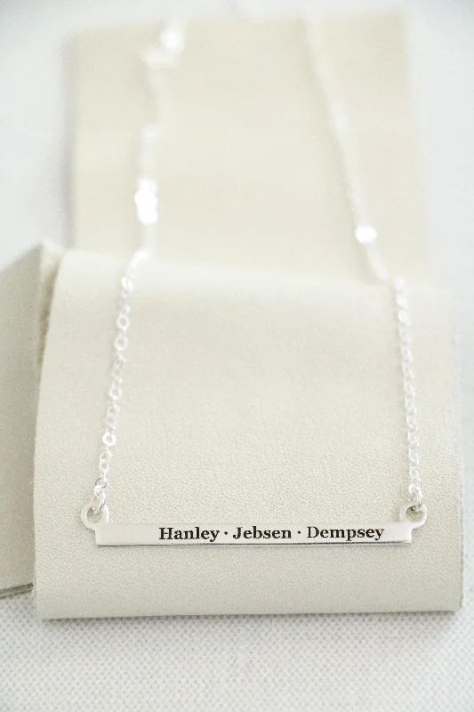 Ladies anniversary necklace-horizontal bar necklace { sterling silver }