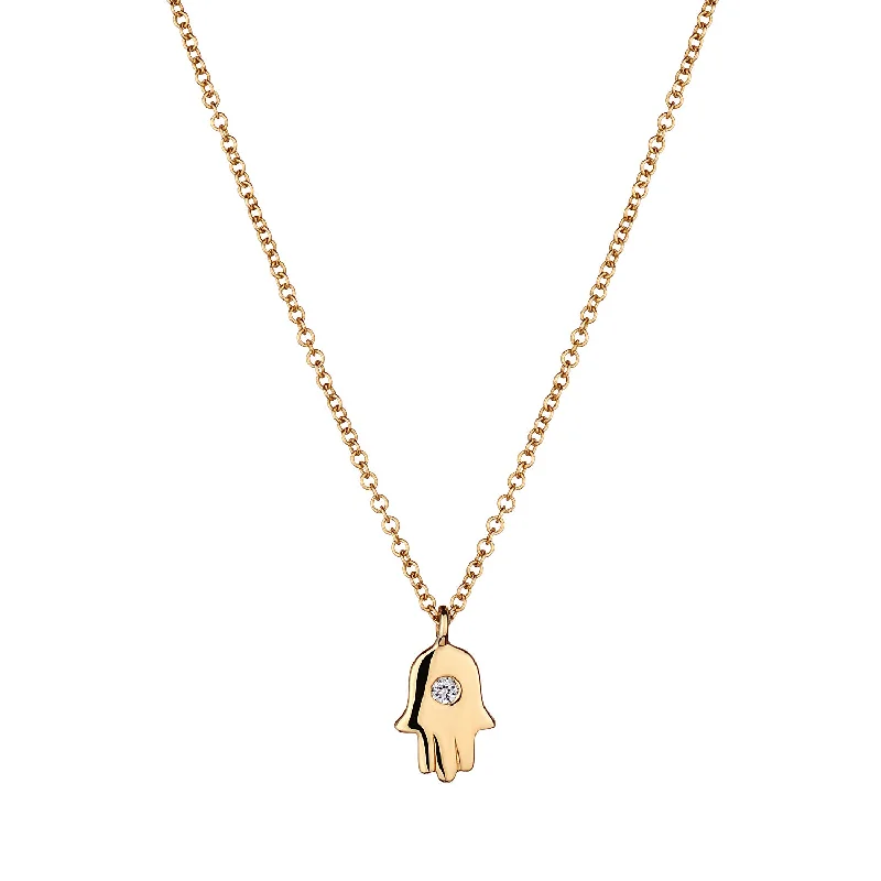 Ladies anniversary necklace-DIAMOND HAMSA NECKLACE