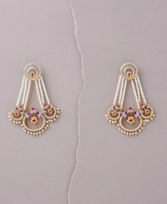 Ladies sapphire earrings-Regal Pearl and Stone Jhumka