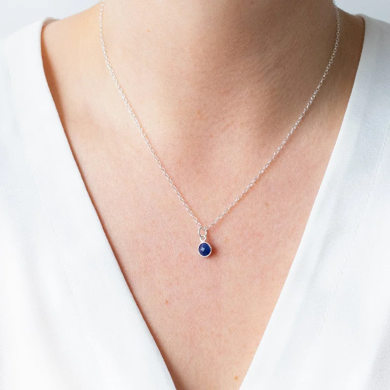 Ladies custom necklace-Silver Sapphire September Birthstone Necklace