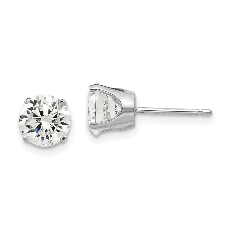 Ladies bridal earrings-14k White Gold 6.5mm CZ stud earrings