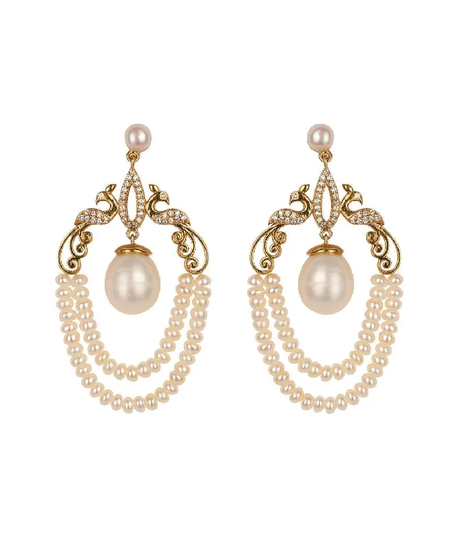 Ladies custom earrings-Traditional Pearl Hanging Earrings