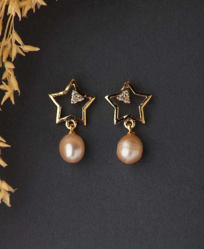 Ladies statement earrings-Star Stone Studded Earring