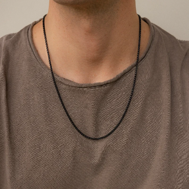 Ladies fashion statement pendant necklace-Men's Black Rolo Chain