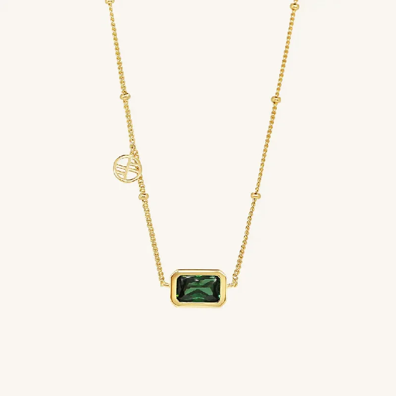 Ladies twisted gold necklace-Tarkine Emerald Green Necklace