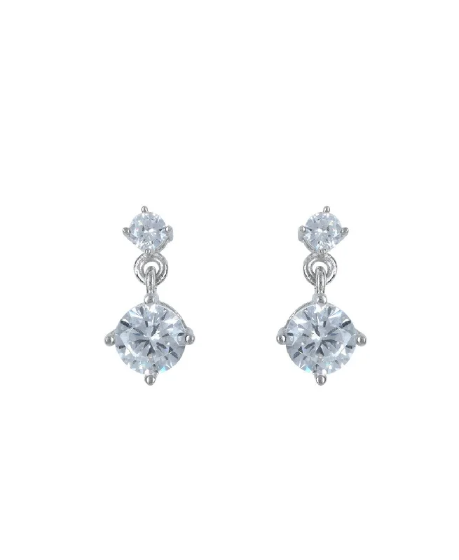 Ladies romantic earrings-Pretty Stone Studded Silver Earring