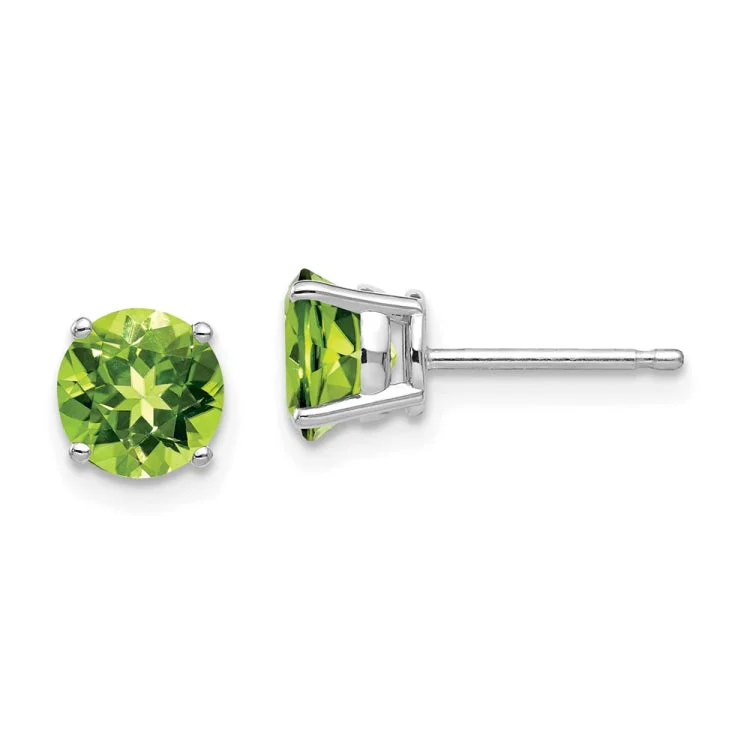 Ladies bridal earrings set-14k White Gold 6mm Peridot Earrings