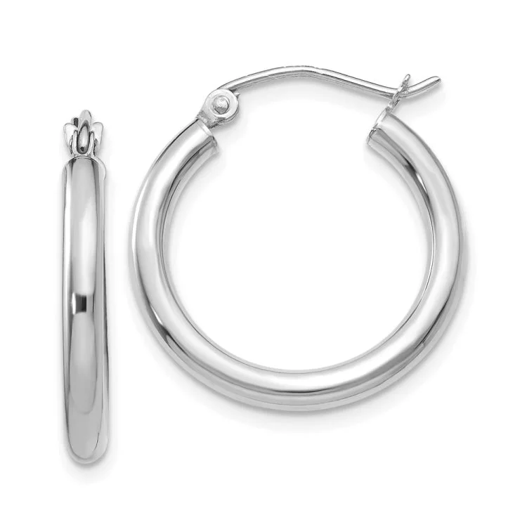 Ladies gold drop earrings-14K White Gold Polished 2.5mm Tube Hoop Earrings