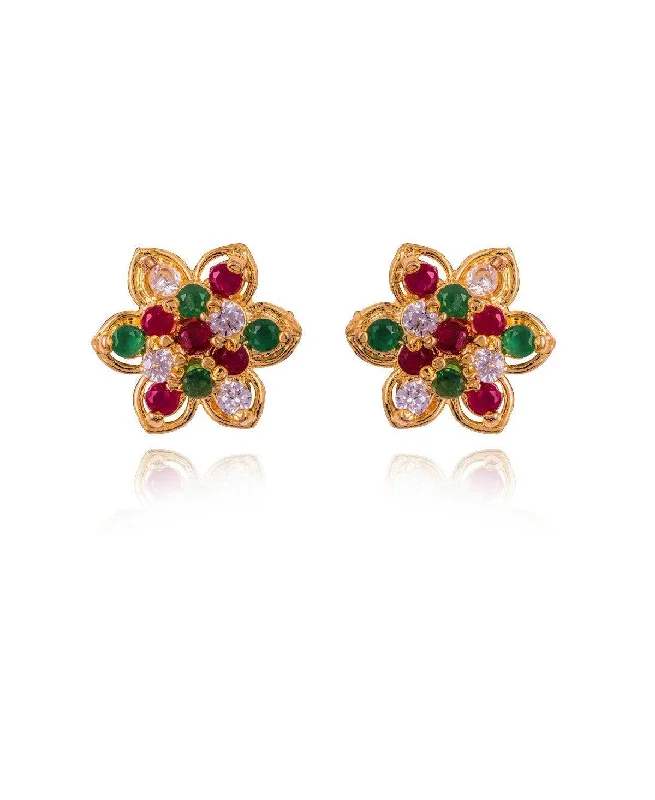 Ladies gold stud earrings-Traditional Colored Stone Earrings