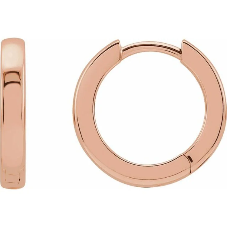 Ladies gold hoop earrings-14K Rose Hinged 10 mm Hoop Earrings