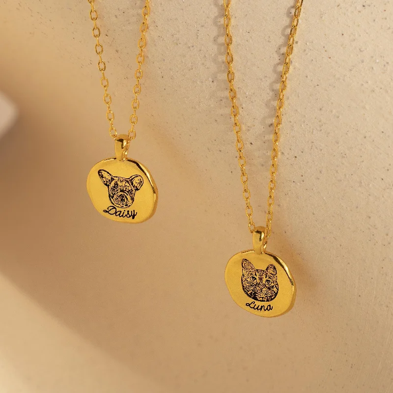 Ladies statement necklace-Pet Portrait Coin Necklace