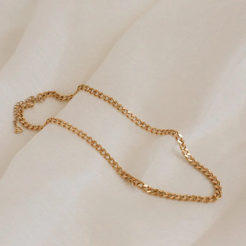 Ladies gold heart necklace-Blake Thick Curb Necklace