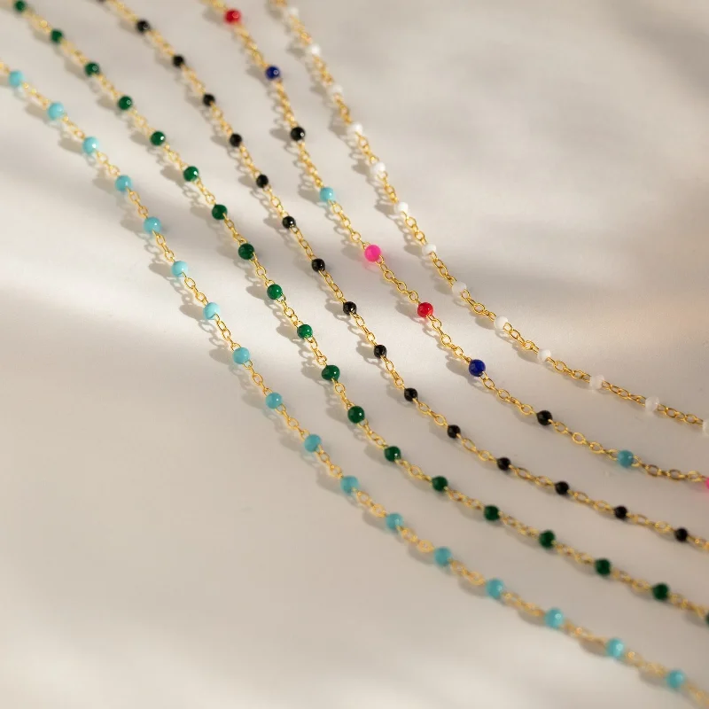 Ladies bridal necklace-Beaded Station Necklaces