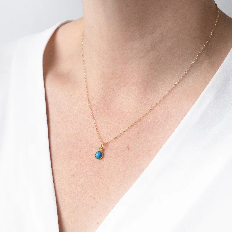 Ladies ruby necklace-Gold Turquoise December Birthstone Necklace