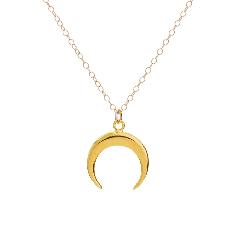 Ladies sapphire necklace-Gold Crescent Necklace