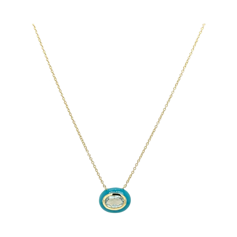 Ladies eternity necklace-BLUE TOPAZ & TURQUOISE BUBBLE NECKLACE