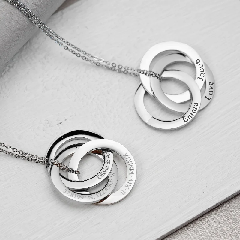 Ladies round pendant with chain-Eternity Circle Name Necklace