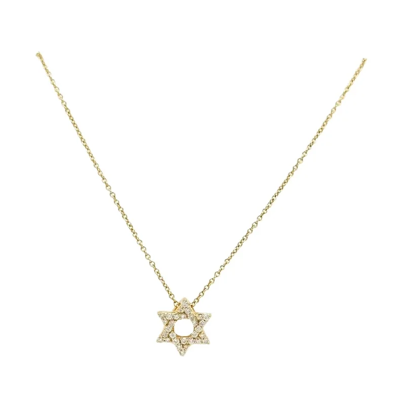 Ladies solitaire pendant necklace-DIAMOND STAR OF DAVID NECKLACE