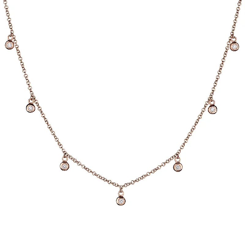 Ladies diamond and pearl necklace-BEZEL SET DIAMOND SPRINKLE NECKLACE