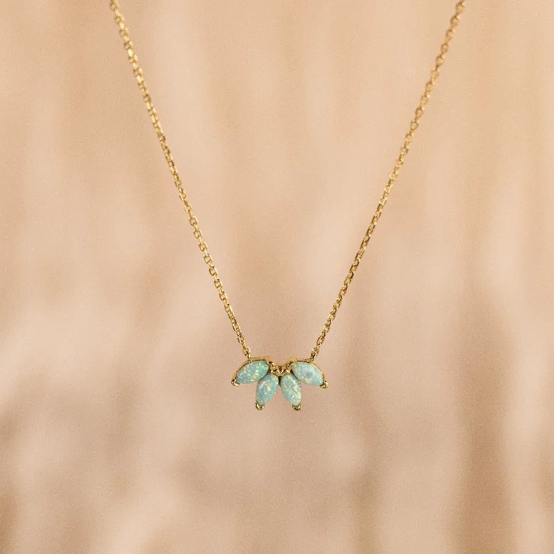 Ladies trendy necklace-Turquoise Opal Marquise Necklace