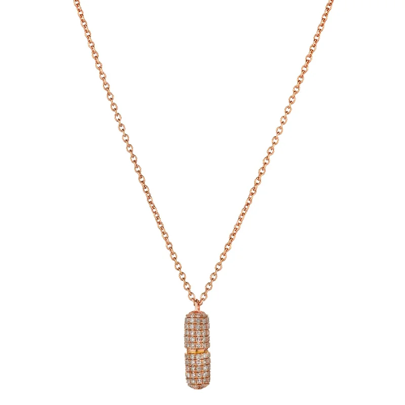 Ladies luxury diamond necklace-PAVÉ DIAMOND PILL NECKLACE