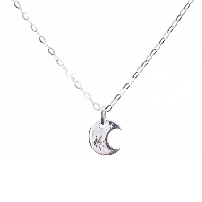 Ladies boho necklace-Silver Moon Necklace