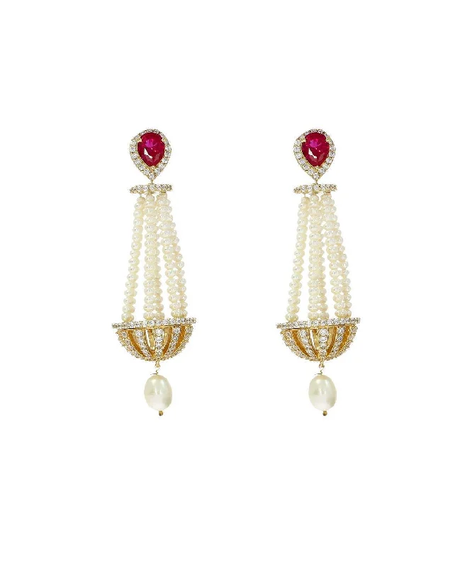 Ladies adjustable earrings-Traditional Pearl Hanging Earrings