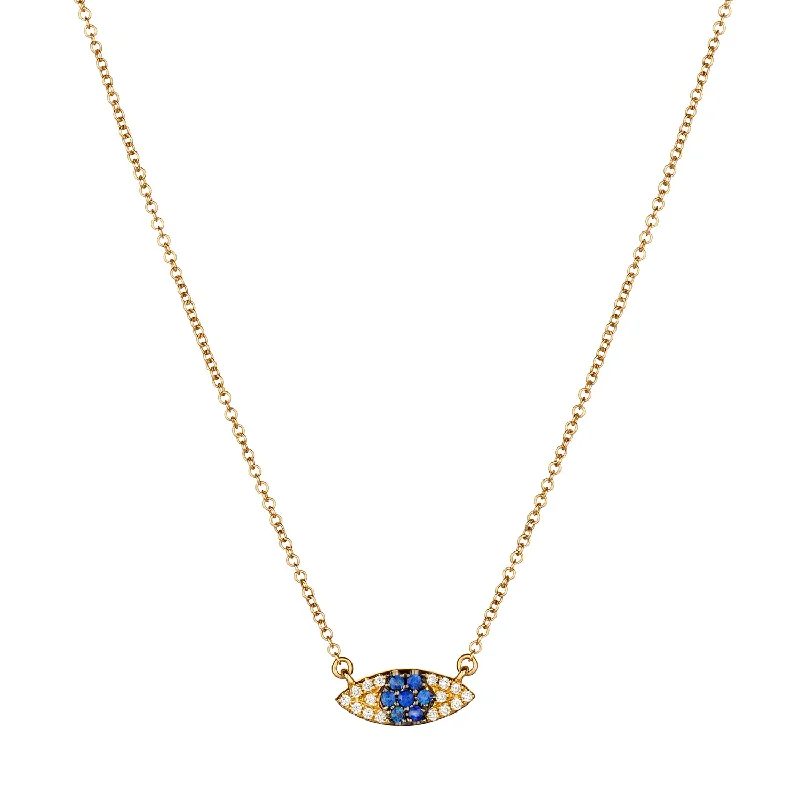 Ladies friendship necklace-SAPPHIRE & DIAMOND EVIL EYE NECKLACE