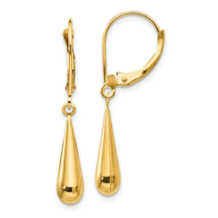 Ladies eternity earrings-14k Madi K Teardrop Dangle Leverback Earrings