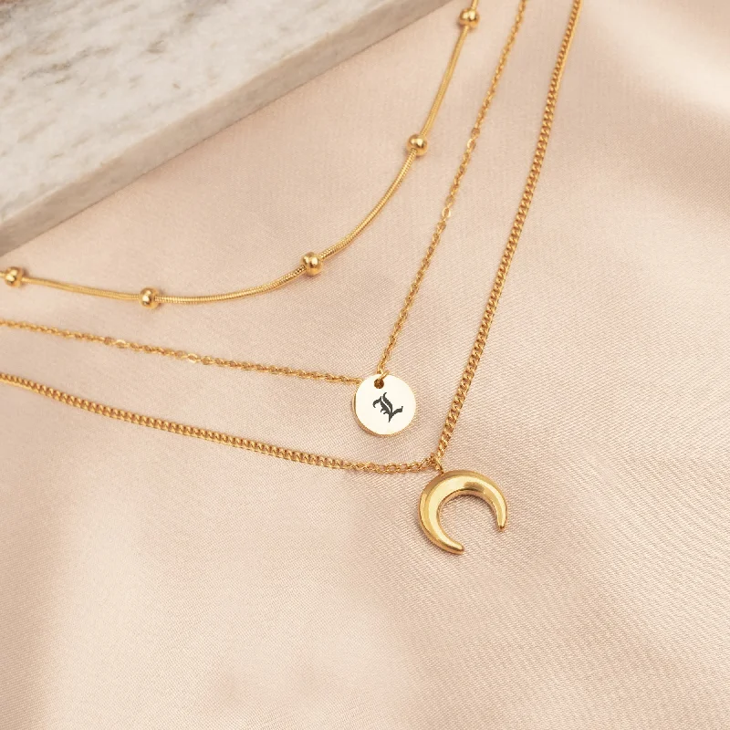 Ladies fashion necklace-Crescent Moon Necklace Set