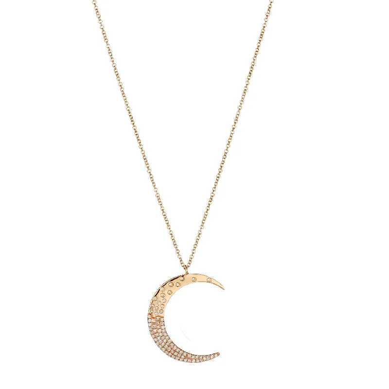 Ladies vintage pearl necklace-DIAMOND CRESCENT NECKLACE