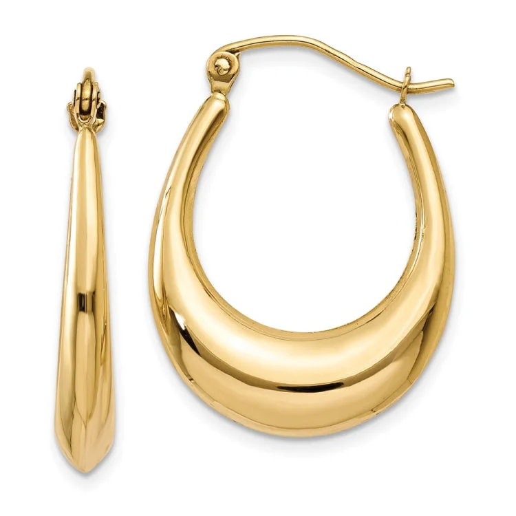 Ladies gold stud earrings-14k Polished Hoop Earrings