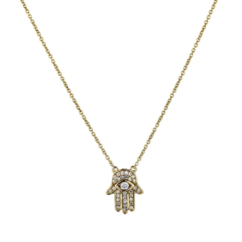 Ladies diamond chain necklace-DIAMOND HAMSA NECKLACE