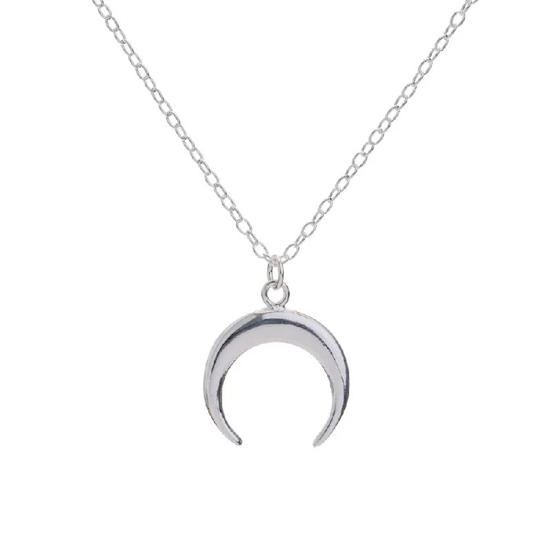 Ladies twisted gold necklace-Silver Crescent Necklace